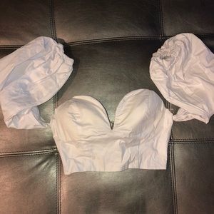 White Bardot sleeve top